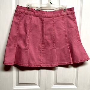 No Boundaries Pink Denim Pleated Skater Skirt Size Jr 15 NWT